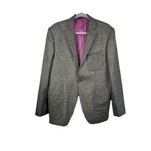 Rosso Milano Sport Coat Blazer Mens Large L Gray Wool Blend Paisley Lining Italy